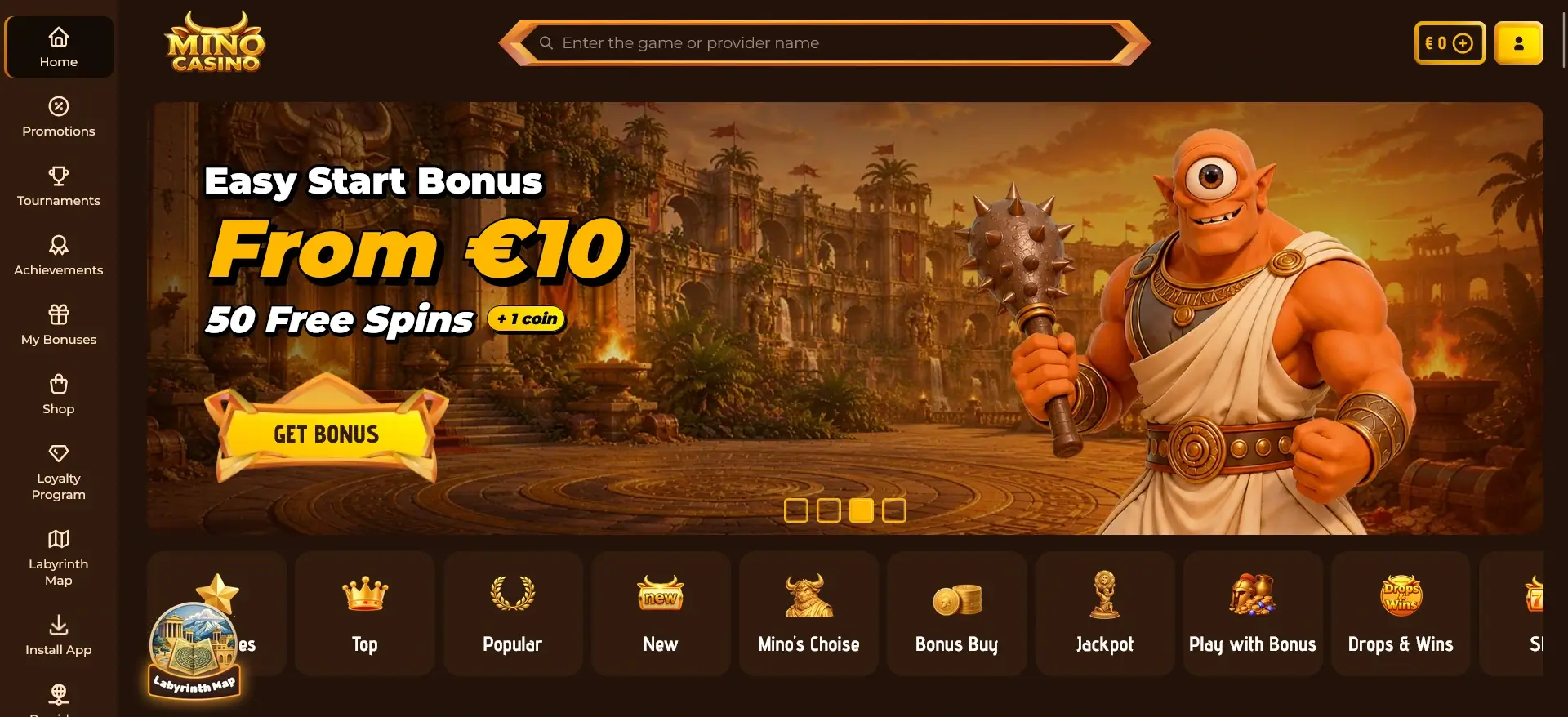 Mino Casino als seriöses Online Casino fur AT mit Easy Start Bonus sowie einer breiten Auswahl an Spielkategorien Mino Online Casino Startseite mit Easy Start Bonus